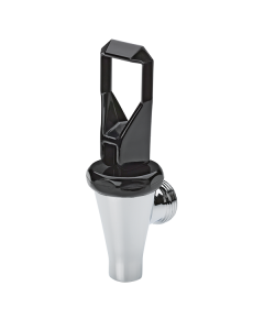 Jewel Standard Beverage Dispenser Spigot, 1-1/32" 14 UNC, Black and Polished Stainless