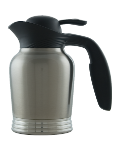 Stanley® ErgoServ® Carafe, Vacuum Insulated Carafe, 0.6 Liter, Brushed Stainless and Black