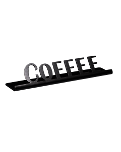 Laser Cut ID Signs, Stainless Tabletop Sign, Coffee, Black Onyx