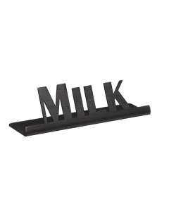 Laser Cut ID Signs, Stainless Tabletop Sign, Milk, Black Onyx