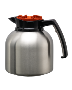 Brew 'N' Pour®, Vacuum Insulated Decanter, Stainless Vacuum, Original Brew-Thru Lid, 1.9 Liter, Brushed Stainless and Orange