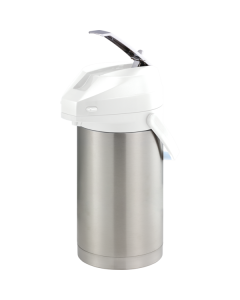 Color-Me SVAC 3-Liter Vacuum Insulated Lever Lid Airpot in Brushed Stainless and White