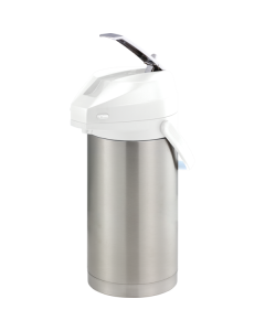 Color-Me SVAC 3.7-Liter Vacuum Insulated Lever Lid Airpot in Brushed Stainless and White