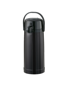 ECA22PBL - Glass Lined Pump Lid Airpot 2.2 Liter (74.4 oz) Smooth Black Plastic