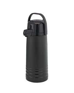 ECA22PBLMAT - Glass Lined Pump Lid Airpot 2.2 Liter (74.4 oz) Ribbed Black Plastic