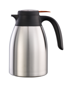 Flow Control Carafe, Vacuum Insulated Carafe, Decaf, 1.2 Liter, Brushed Stainless and Orange