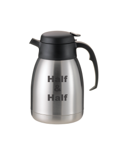 SteelVac® Essential Carafes, Vacuum Insulated Carafe, Half & Half, Stainless Vacuum, Push Button, 1.5 Liter, Brushed Stainless and Black