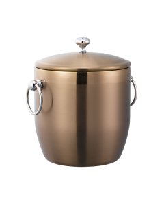 Elite 3-Liter Double Wall Stainless Ice Bucket with Drip Disk and Tongs in Rose Gold