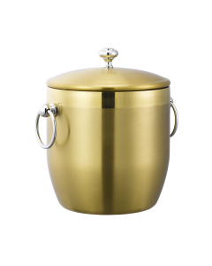 Elite 3-Liter Double Wall Stainless Ice Bucket with Drip Disk and Tongs in Vintage Gold