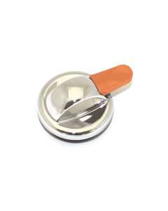 Elite Stainless Touch Carafe Parts, Replacement Lid - Decaf, Push Button, Polished Stainless and Orange