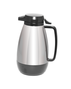 Metallic Luster® Carafe, Foam Insulated Server, 1 Liter, Push Button, Chrome and Black