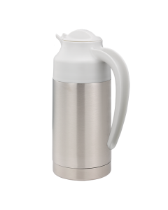 SteelVac® Creamer, Vacuum Insulated Carafe, Steel Base, Stainless Vacuum, Twist Lid, 0.7 Liter, Brushed Stainless and White