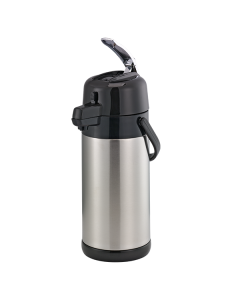 Eco-Air® Slim Airpots, Vacuum Insulated Airpot, 2.5 Liter, Lever Pump, Stainless Vacuum, Brushed Stainless and Black