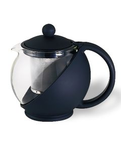Tea Ball, Glass Teapot, 25 oz, Black and Clear