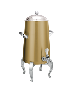 Flame Free™ Thermo-Urn™ Metallic Elements, Vacuum Insulated Urn, Stainless Vacuum, Regal Legs, Dome Lid, 3 Gallon, Vintage Gold