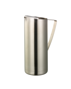 Slim Pitcher, Stainless Water Pitcher, Ice Guard, 1.9 Liter, Brushed Stainless