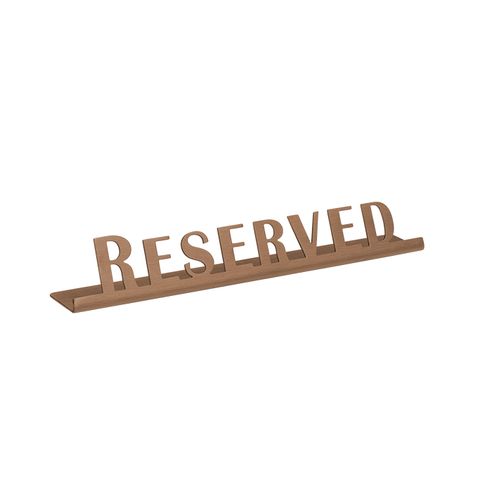 Laser Cut ID Signs, Stainless Tabletop Sign, Reserved, Rose Gold
