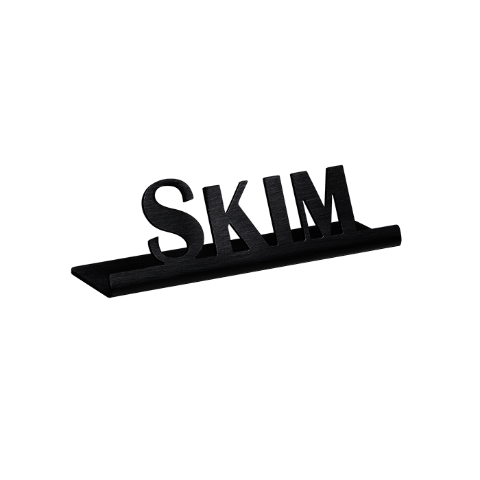 Laser Cut ID Signs, Stainless Tabletop Sign, Skim, Black Onyx