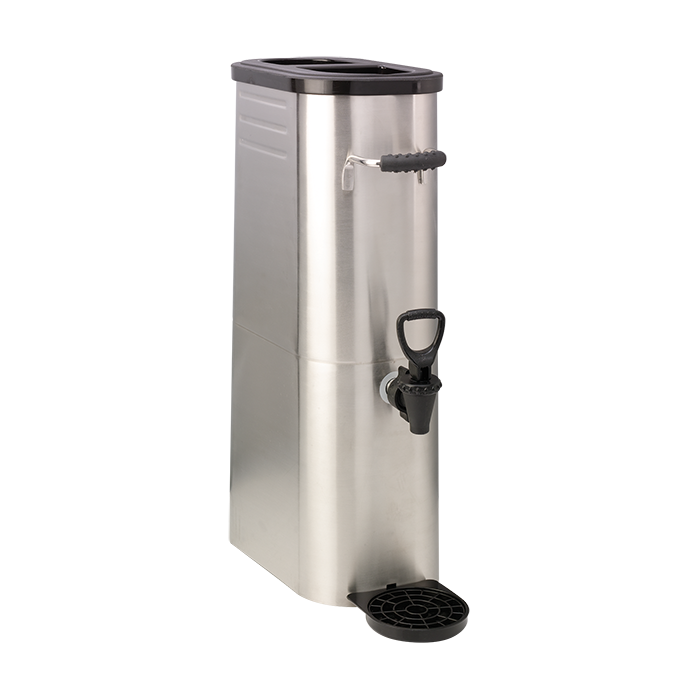 Slim Commercial Tea Urn, Single Wall Stainless Tea Dispenser, Traditional  Spigot, 3.5 Gallon, Brushed Stainless and Black