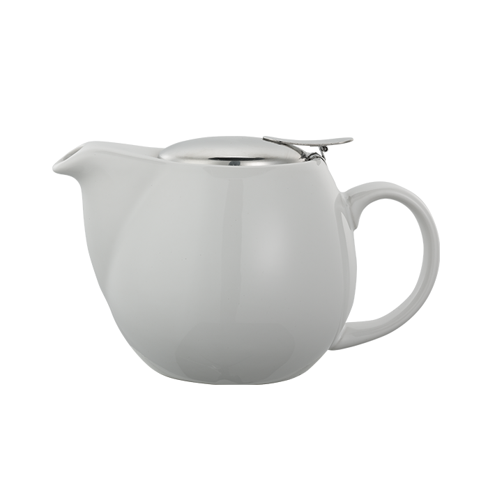 Ceramic Teapot, Non-Insulated Tea Server, Large Oval, 16 Ounce, White