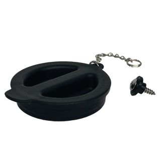 Universal Thermal Container Parts, Replacement Cap with Chain, Cap w/ Chain, Black