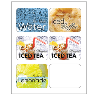 ITVARLABEL - Flavor Labels: Water, Iced Coffee, Iced Tea, Lemonade, Blank